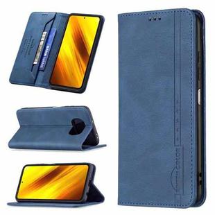 For Xiaomi Poco X3 / X3 NFC Magnetic RFID Blocking Anti-Theft Leather Case with Holder & Card Slots & Wallet(Blue)