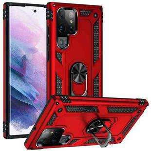 For Samaung Galaxy S22 Ultra 5G Shockproof TPU + PC Protective Case with 360 Degree Rotating Holder(Red)