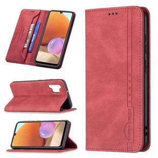 For Samsung Galaxy A32 4G Magnetic RFID Blocking Anti-Theft Leather Case with Holder & Card Slots & Wallet(Red)