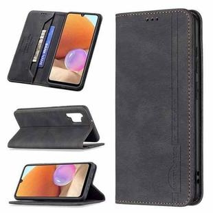 For Samsung Galaxy A32 4G Magnetic RFID Blocking Anti-Theft Leather Case with Holder & Card Slots & Wallet(Black)