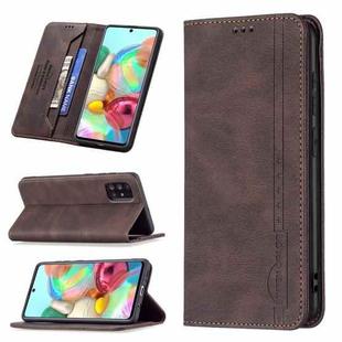 For Samsung Galaxy A71 Magnetic RFID Blocking Anti-Theft Leather Case with Holder & Card Slots & Wallet(Brown)