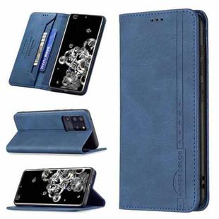 For Samsung Galaxy S20 Ultra Magnetic RFID Blocking Anti-Theft Leather Case with Holder & Card Slots & Wallet(Blue)