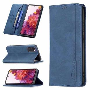 For Samsung Galaxy S20 FE Magnetic RFID Blocking Anti-Theft Leather Case with Holder & Card Slots & Wallet(Blue)