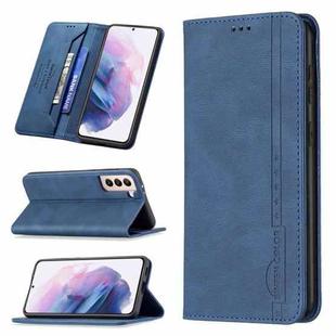 For Samsung Galaxy S21+ 5G Magnetic RFID Blocking Anti-Theft Leather Case with Holder & Card Slots & Wallet(Blue)