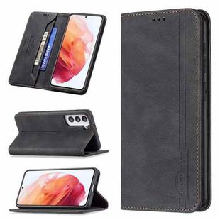 For Samsung Galaxy S21 5G Magnetic RFID Blocking Anti-Theft Leather Case with Holder & Card Slots & Wallet(Black)