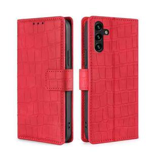 For Samsung Galaxy A13 5G Skin Feel Crocodile Texture Magnetic Clasp Horizontal Flip PU Case with Holder & Card Slots & Wallet(Red)