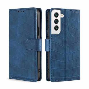 For Samsung Galaxy S22 5G Skin Feel Crocodile Texture Magnetic Clasp Horizontal Flip PU Case with Holder & Card Slots & Wallet(Blue)