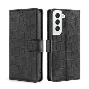 For Samsung Galaxy S22 5G Skin Feel Crocodile Texture Magnetic Clasp Horizontal Flip PU Case with Holder & Card Slots & Wallet(Black)