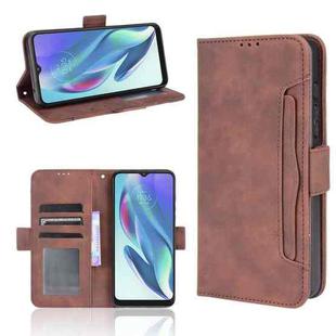 For Motorola Moto G50 5G Oversea Version Skin Feel Calf Pattern Horizontal Flip Leather Case with Holder & Card Slots & Photo Frame(Brown)