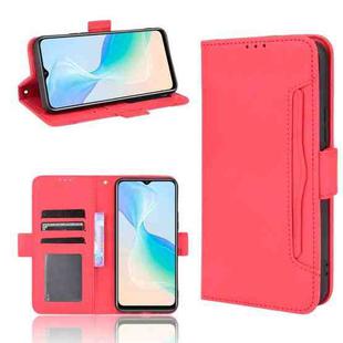 For vivo Y33S / Y21 / Y21S Skin Feel Calf Pattern Horizontal Flip Leather Case with Holder & Card Slots & Photo Frame(Red)