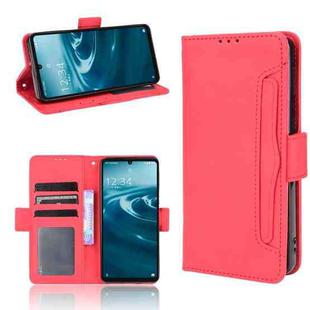 For Sharp Aquos Sense6 Skin Feel Calf Pattern Horizontal Flip Leather Case with Holder & Card Slots & Photo Frame(Red)