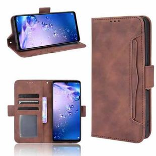 For Sharp Aquos Zero6 Skin Feel Calf Pattern Horizontal Flip Leather Case with Holder & Card Slots & Photo Frame(Brown)