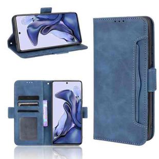 For Xiaomi 11T / 11T Pro Skin Feel Calf Pattern Horizontal Flip Leather Case with Holder & Card Slots & Photo Frame(Blue)