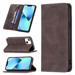 For iPhone 13 mini Magnetic RFID Blocking Anti-Theft Leather Case with Holder & Card Slots & Wallet (Brown)