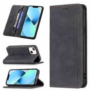 For iPhone 13 mini Magnetic RFID Blocking Anti-Theft Leather Case with Holder & Card Slots & Wallet (Black)