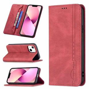 For iPhone 13 Magnetic RFID Blocking Anti-Theft Leather Case with Holder & Card Slots & Wallet(Red)