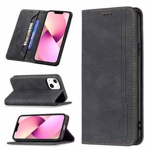 For iPhone 13 Magnetic RFID Blocking Anti-Theft Leather Case with Holder & Card Slots & Wallet(Black)