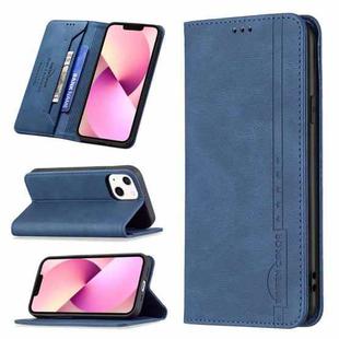 For iPhone 13 Magnetic RFID Blocking Anti-Theft Leather Case with Holder & Card Slots & Wallet(Blue)