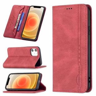 For iPhone 12 mini Magnetic RFID Blocking Anti-Theft Leather Case with Holder & Card Slots & Wallet (Red)