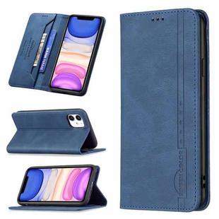 For iPhone 11 Magnetic RFID Blocking Anti-Theft Leather Case with Holder & Card Slots & Wallet (Blue)