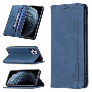 For iPhone 11 Pro Magnetic RFID Blocking Anti-Theft Leather Case with Holder & Card Slots & Wallet (Blue)