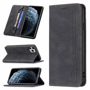 For iPhone 11 Pro Max Magnetic RFID Blocking Anti-Theft Leather Case with Holder & Card Slots & Wallet (Black)