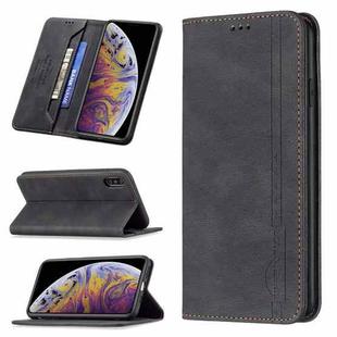 For iPhone XS Max Magnetic RFID Blocking Anti-Theft Leather Case with Holder & Card Slots & Wallet(Black)