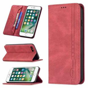 Magnetic RFID Blocking Anti-Theft Leather Case with Holder & Card Slots & Wallet For iPhone 7 Plus / 8 Plus(Red)