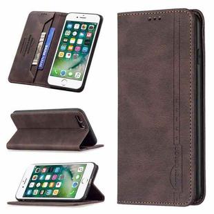 Magnetic RFID Blocking Anti-Theft Leather Case with Holder & Card Slots & Wallet For iPhone 7 Plus / 8 Plus(Brown)