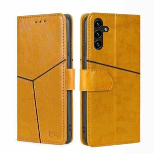 For Samsung Galaxy A13 5G Geometric Stitching Horizontal Flip Leather Case with Holder & Card Slots & Wallet(Yellow)