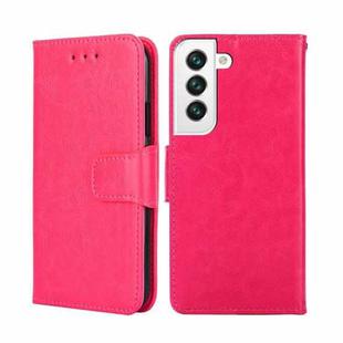 For Samsung Galaxy S22 5G Crystal Texture Horizontal Flip Leather Case with Holder & Card Slots & Wallet(Rose Red)