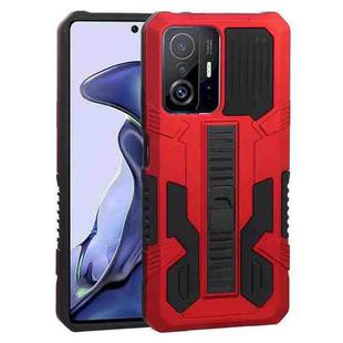 For Xiaomi 11T Vanguard Warrior All Inclusive Double-color Shockproof TPU + PC Protective Case with Holder(Red)