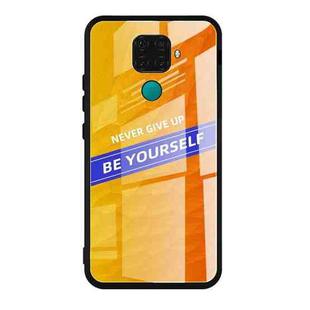 For Huawei nova 5i Pro Shockproof PC + TPU + Glass Protective Case(Yellow)