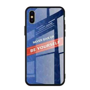 For iPhone X / XS Shockproof PC + TPU + Glass Protective Case(Blue)