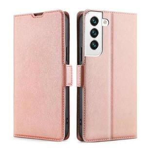 For Samaung Galaxy S22 5G Ultra-thin Voltage Buckle PU + TPU Horizontal Flip Leather Case with Holder & Card Slot(Rose Gold)