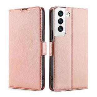 For Samaung Galaxy S22+ 5G Ultra-thin Voltage Buckle PU + TPU Horizontal Flip Leather Case with Holder & Card Slot(Rose Gold)