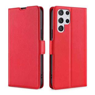 For Samaung Galaxy S22 Ultra 5G Ultra-thin Voltage Buckle PU + TPU Horizontal Flip Leather Case with Holder & Card Slot(Red)