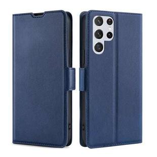 For Samaung Galaxy S22 Ultra 5G Ultra-thin Voltage Buckle PU + TPU Horizontal Flip Leather Case with Holder & Card Slot(Blue)