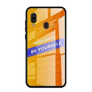 For Galaxy A20 Shockproof PC + TPU + Glass Protective Case(Yellow)
