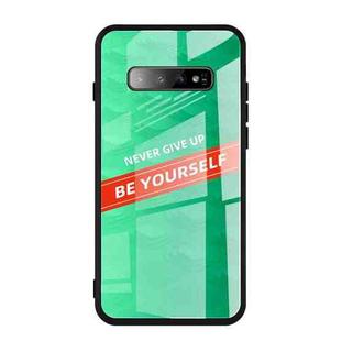 For Galaxy S10 Shockproof PC + TPU + Glass Protective Case(Green)
