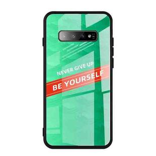 For Galaxy S10+ Shockproof PC + TPU + Glass Protective Case(Green)