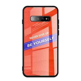For Galaxy S10+ Shockproof PC + TPU + Glass Protective Case(Orange)