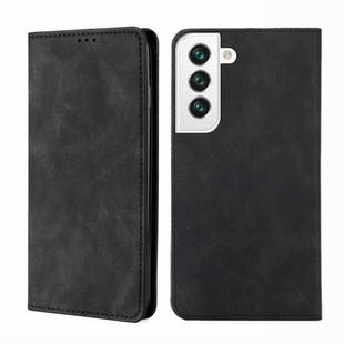 For Samaung Galaxy S22 5G Skin Feel Magnetic Horizontal Flip Leather Case with Holder & Card Slots(Black)