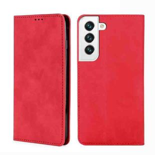 For Samaung Galaxy S22+ 5G Skin Feel Magnetic Horizontal Flip Leather Case with Holder & Card Slots(Red)