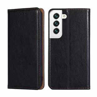 For Samaung Galaxy S22 5G Pure Color Magnetic Horizontal Flip Leather Case with Holder & Card Slot & Wallet(Black)