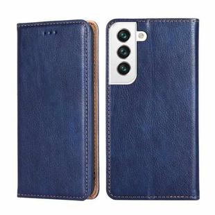 For Samaung Galaxy S22 5G Pure Color Magnetic Horizontal Flip Leather Case with Holder & Card Slot & Wallet(Blue)