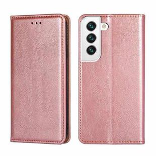 For Samaung Galaxy S22+ 5G Pure Color Magnetic Horizontal Flip Leather Case with Holder & Card Slot & Wallet(Rose Gold)