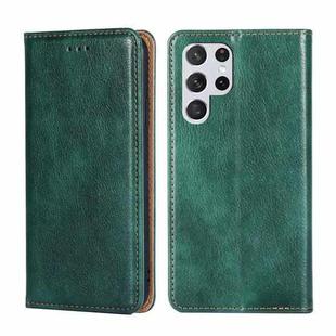 For Samaung Galaxy S22 Ultra 5G Pure Color Magnetic Horizontal Flip Leather Case with Holder & Card Slot & Wallet(Green)