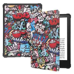 For Amazon Kindle Paperwhite 2021 Painted Voltage Caster Texture TPU Horizontal Flip Tablet Leather Case with Sleep / Wake-up Function(Graffiti)