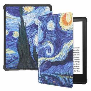 For Amazon Kindle Paperwhite 2021 Painted Voltage Caster Texture TPU Horizontal Flip Tablet Leather Case with Sleep / Wake-up Function(Starry Sky)